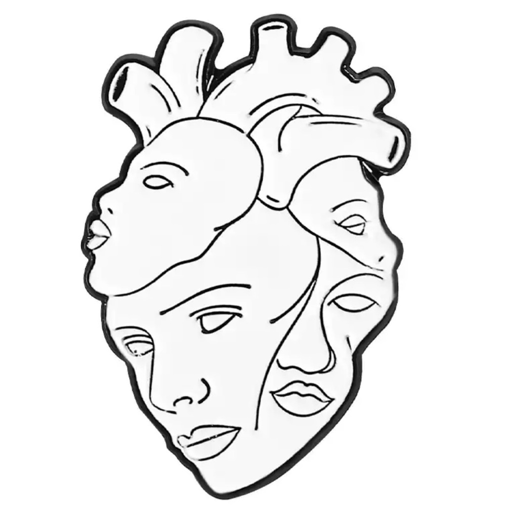 Surreal Heart Enamel Pin Artistic Abstract Cardiovascular Anatomy Scrubs Brooch